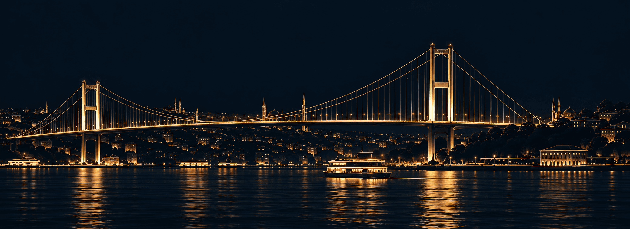 Illustrative Bosphorus bridge at night